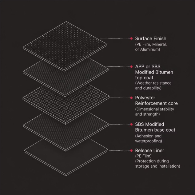 Exploded view of the PetroGrip membrane layer stack